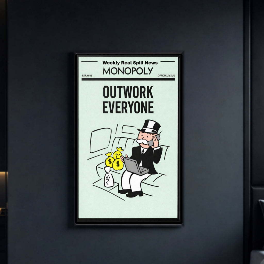 Outwork Everyone Monopoly Style Motivational Poster – 13x19 Laminated Hustle Wall Art