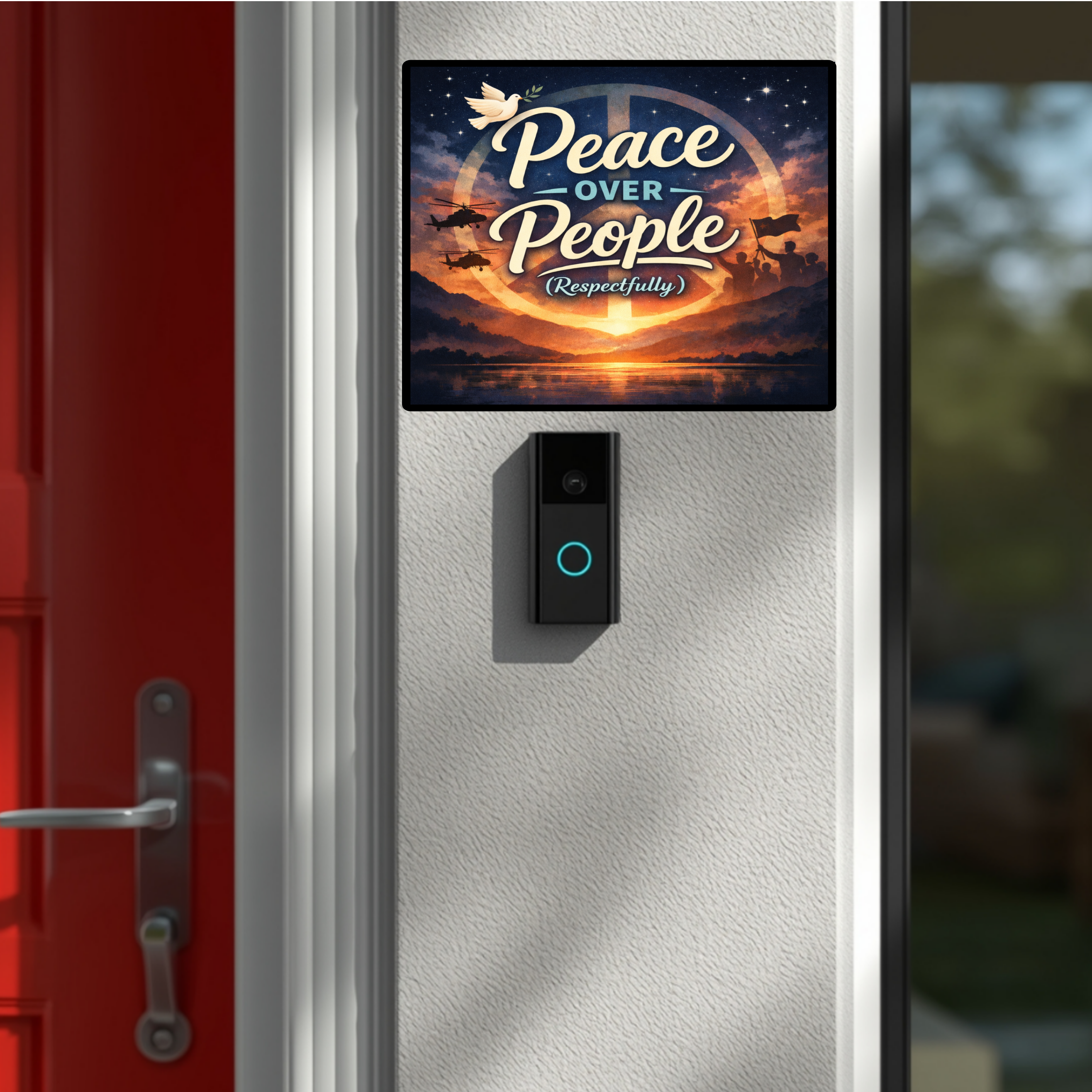 Peace Over People Wall Art (Respectfully) – Motivational Statement Decor | Aluminum Backing Sign