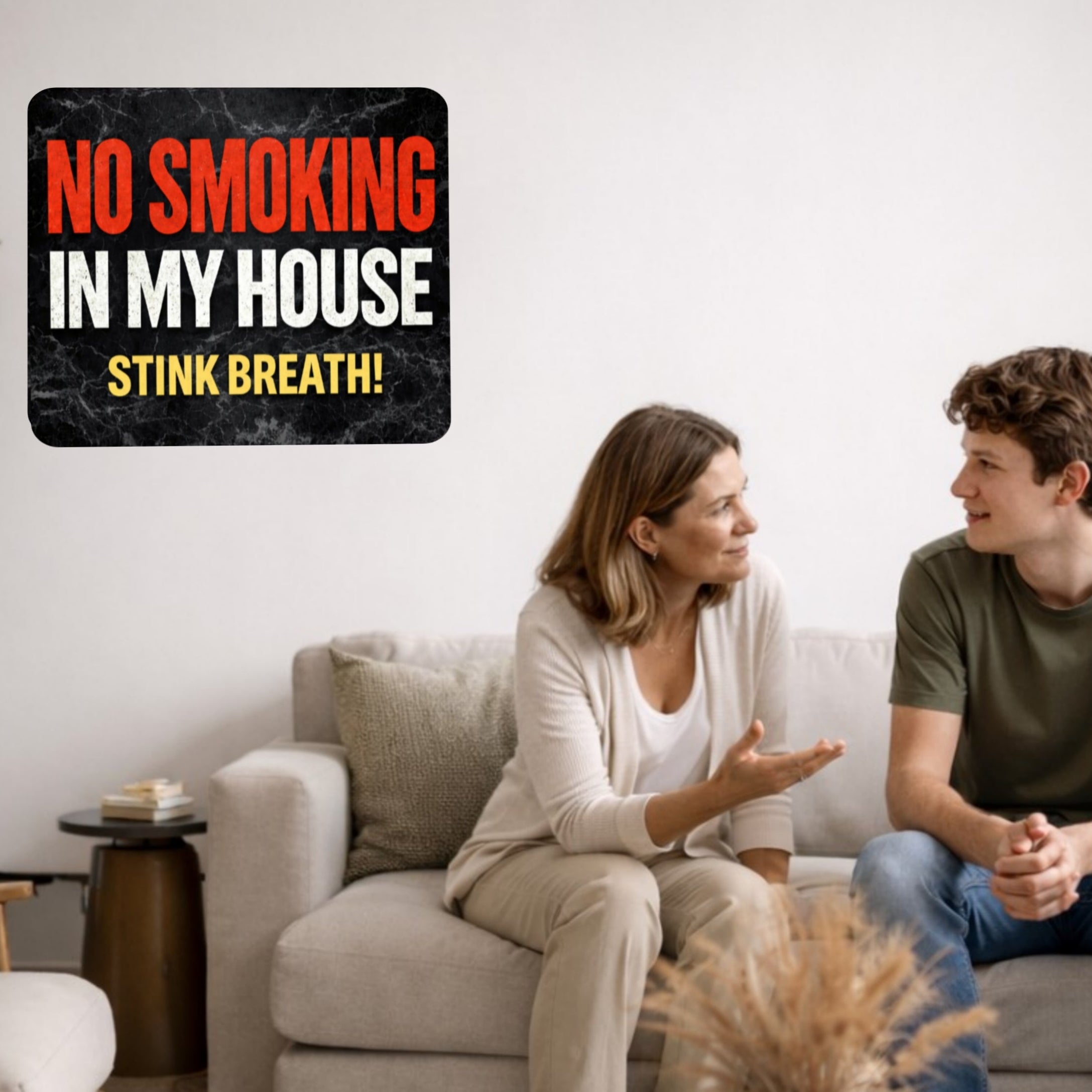 No Smoking In My House Stink Breath Sign – Funny No Smoking Sign Home Decor, No Smoking Wall Art, Laminated Door Sign 6x9in 19x13in