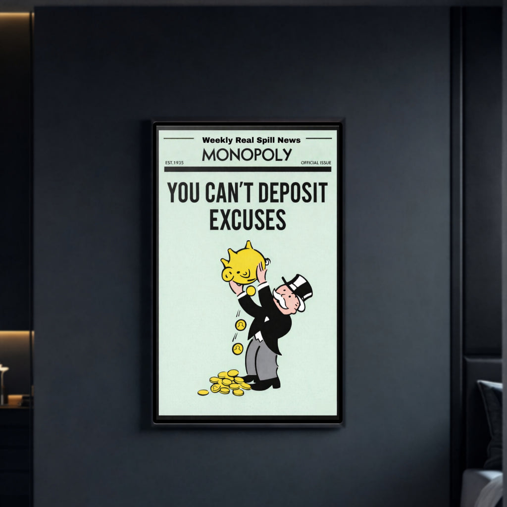 You Can’t Deposit Excuses Motivational Poster – 13x19 Laminated Hustle Wall Art