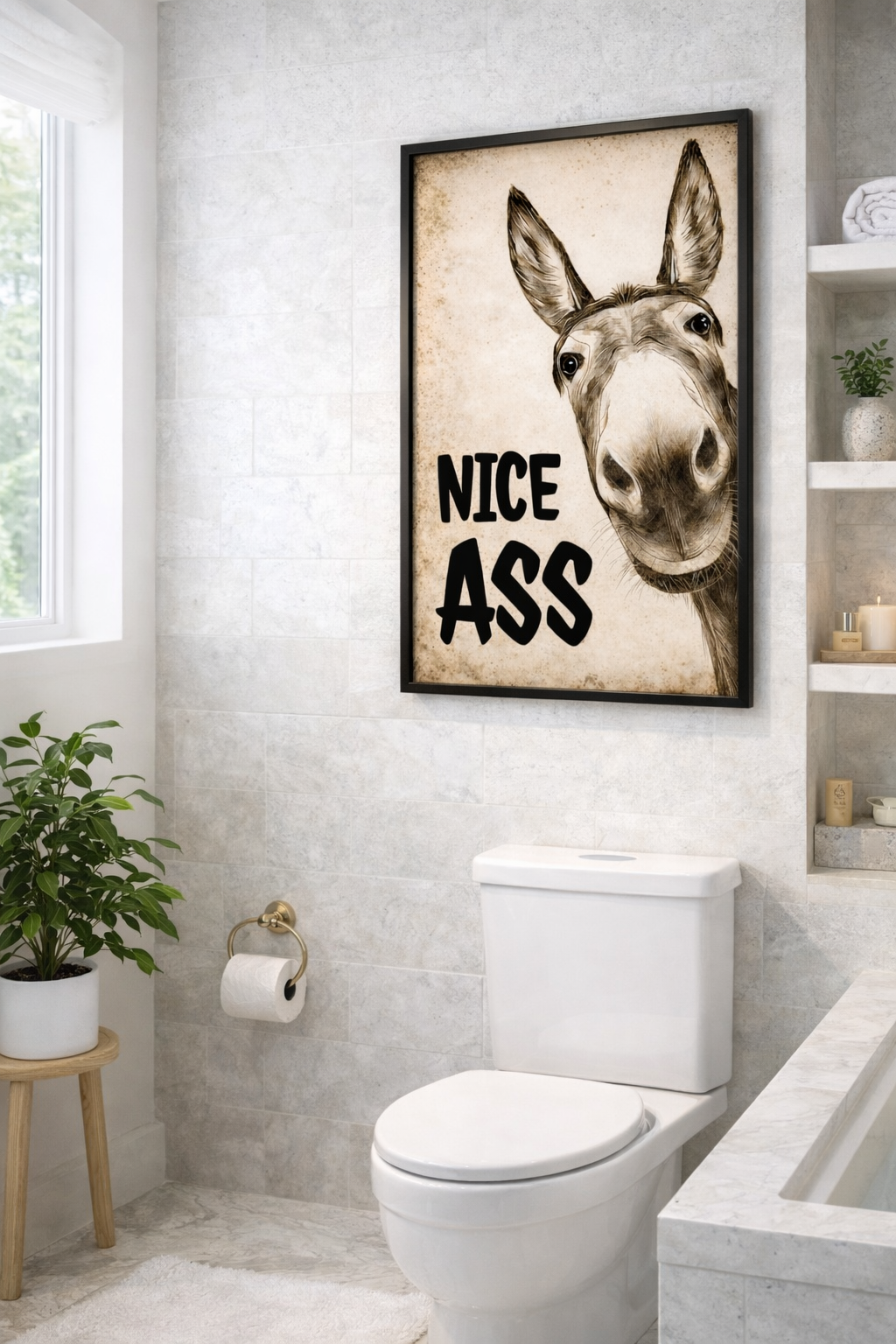 Funny Donkey Sign Nice Ass Humor Wall Art 13x19 Laminated Funny Animal Poster Rustic Home Decor