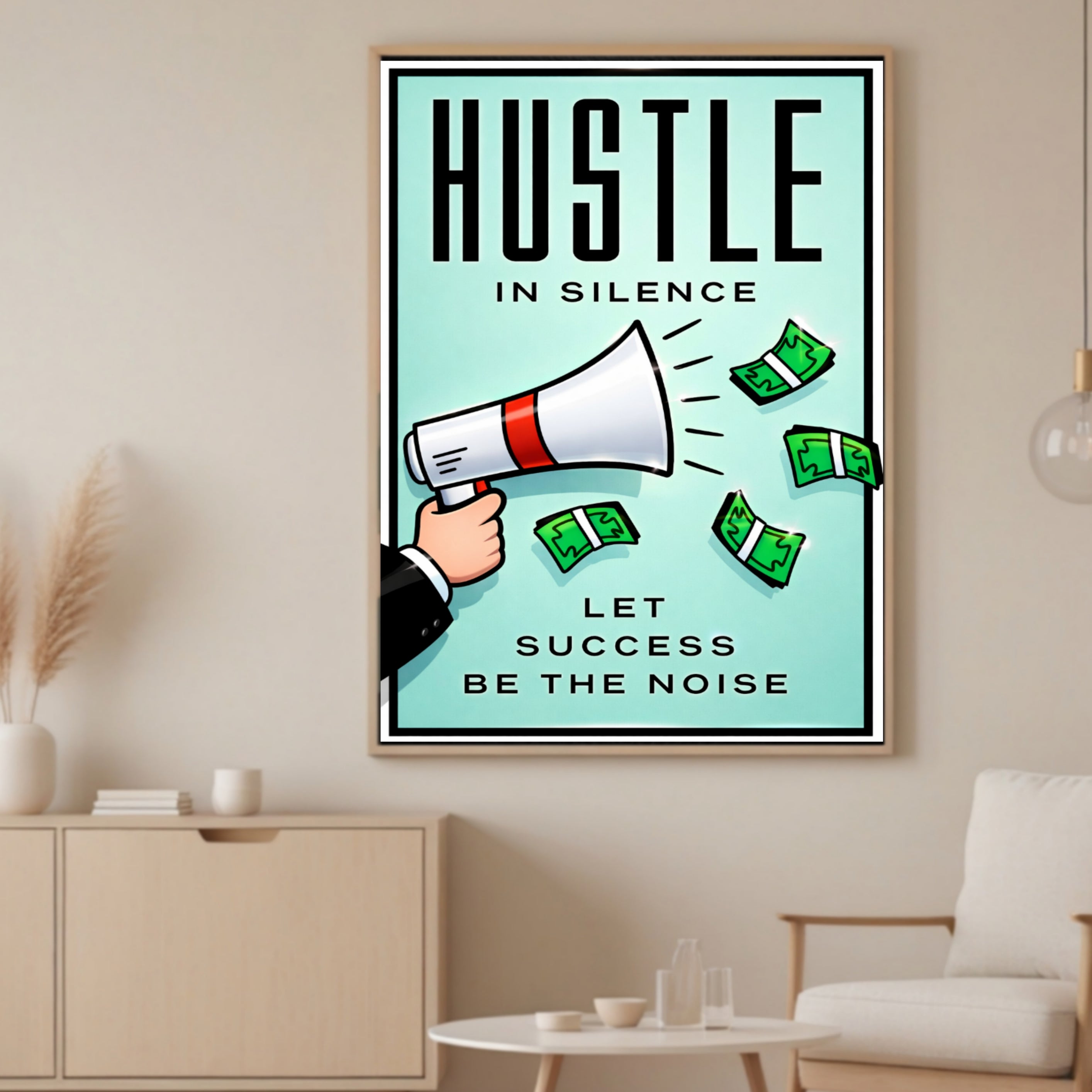 Hustle In Silence Let Success Be The Noise Poster – 13x19 Laminated Motivational Wall Art