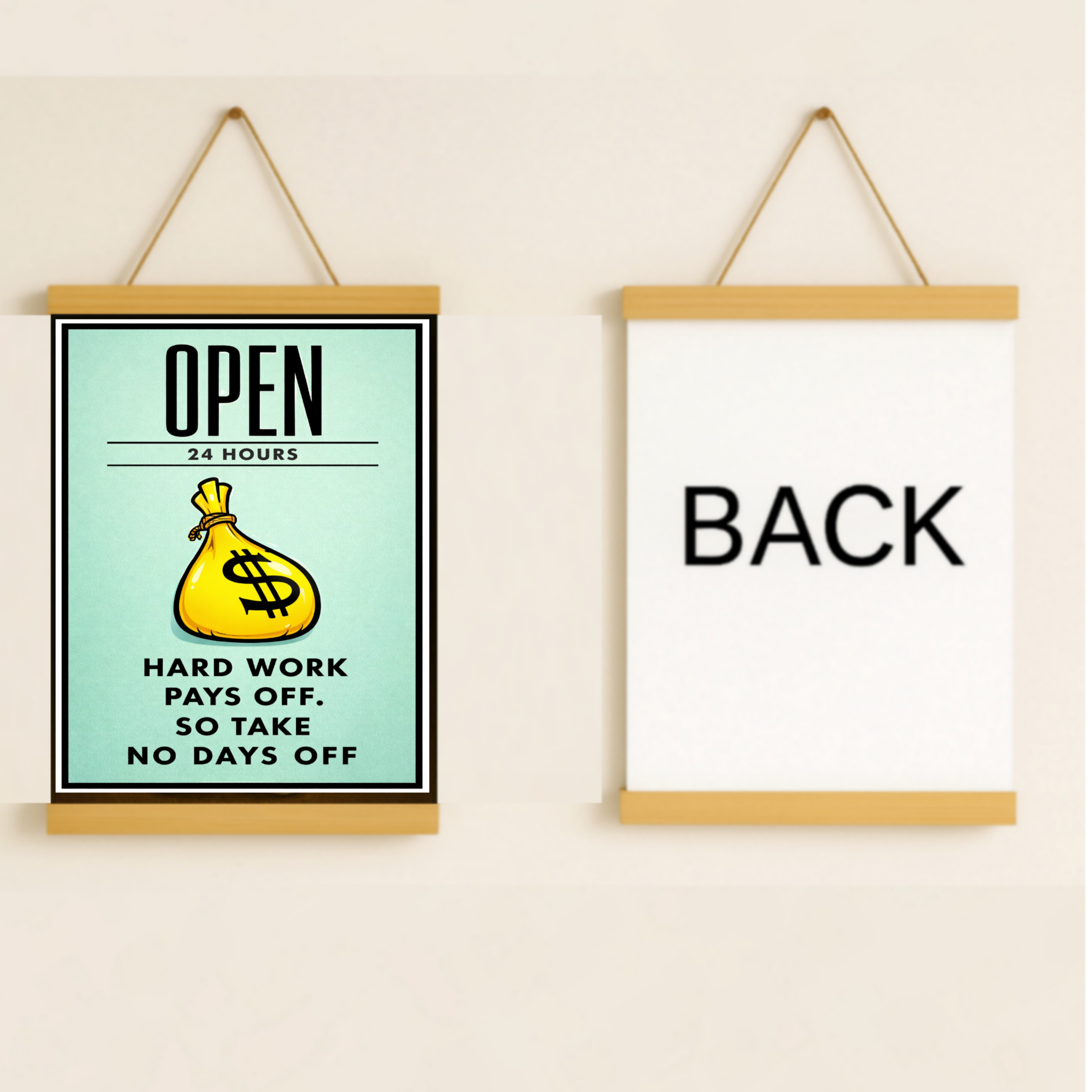 Open 24 Hours Hustle Sign – Hard Work Pays Off Wall Art – 13x19 Laminated Motivational Poster