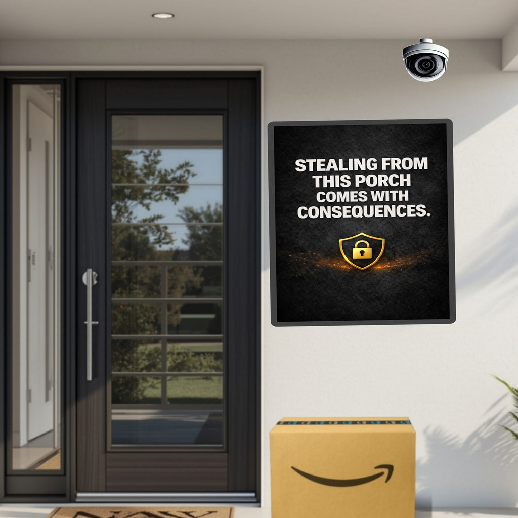 Porch Pirate Warning Sign 13x19 Laminated Outdoor Sign Stealing From This Porch Comes With Consequences Security Sign