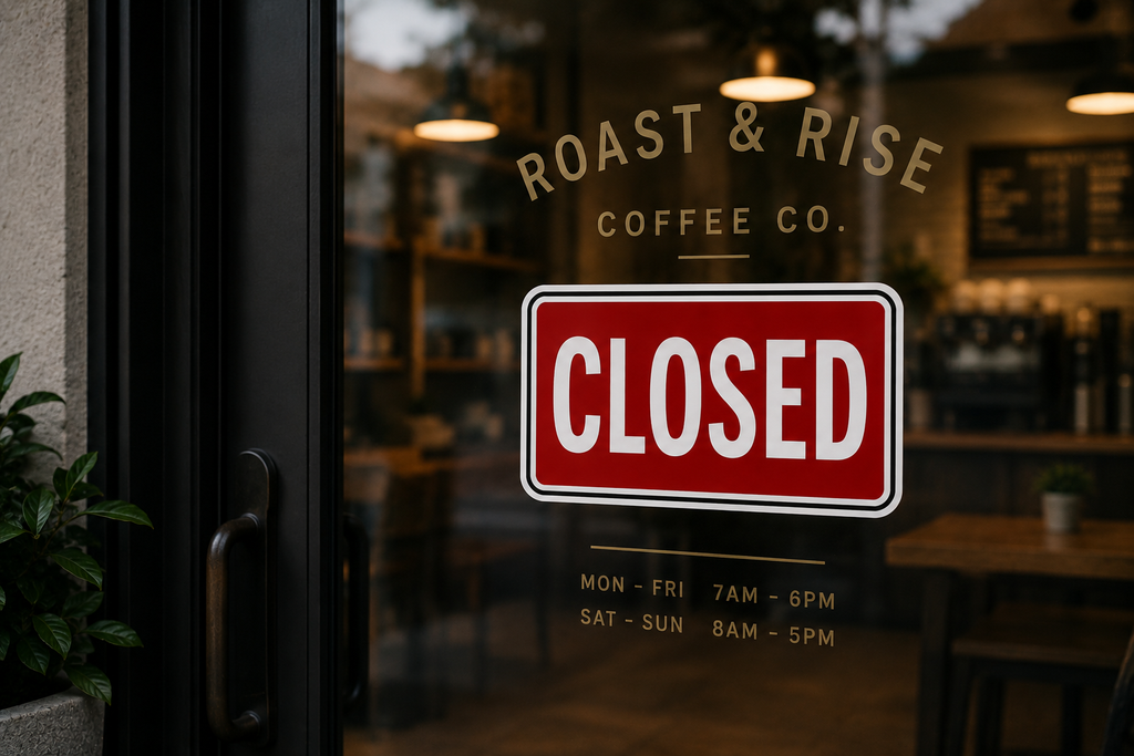 Open Closed Signs | 6x12 Laminated Business Door Signs | Glossy Storefront Decor | Modern Shop Signs