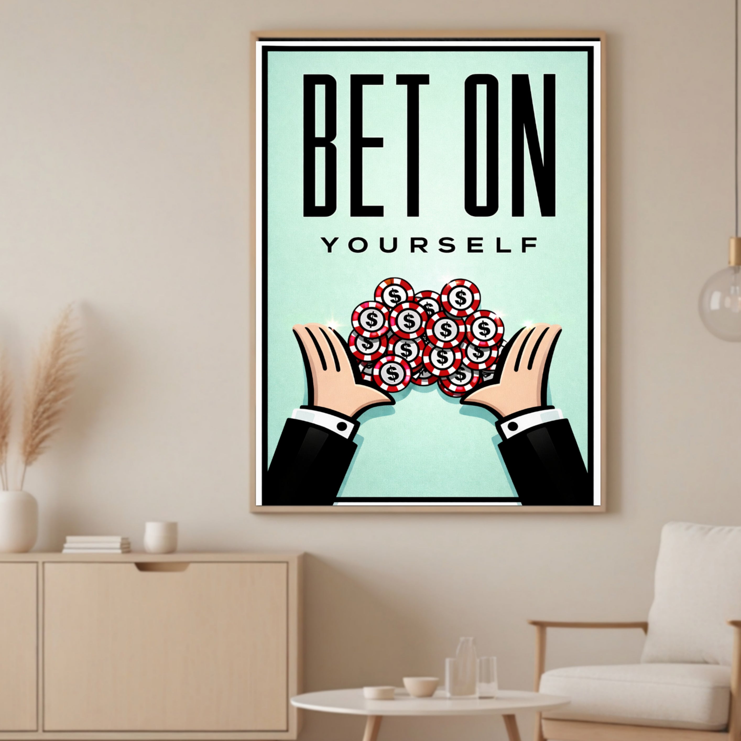 Bet On Yourself Motivational Wall Art Print – 13x19 Laminated Success Poster – Entrepreneur Hustle Decor