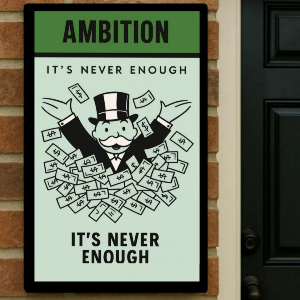 Ambition Motivational Poster – It’s Never Enough | Entrepreneur Mindset Wall Art 13x19in