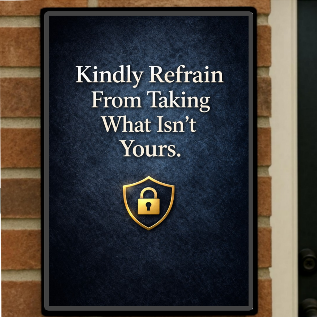 No Trespassing Theft Warning Sign 13x19 Laminated Kindly Refrain From Taking What Isn’t Yours Elegant Security Sign
