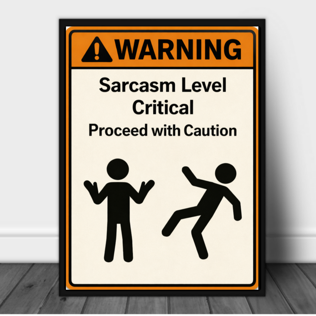 Sarcasm Level Critical Funny Warning Sign 13x19 Laminated Print Humor Wall Art Office Decor Gift for Coworkers Sarcastic Personality Sign