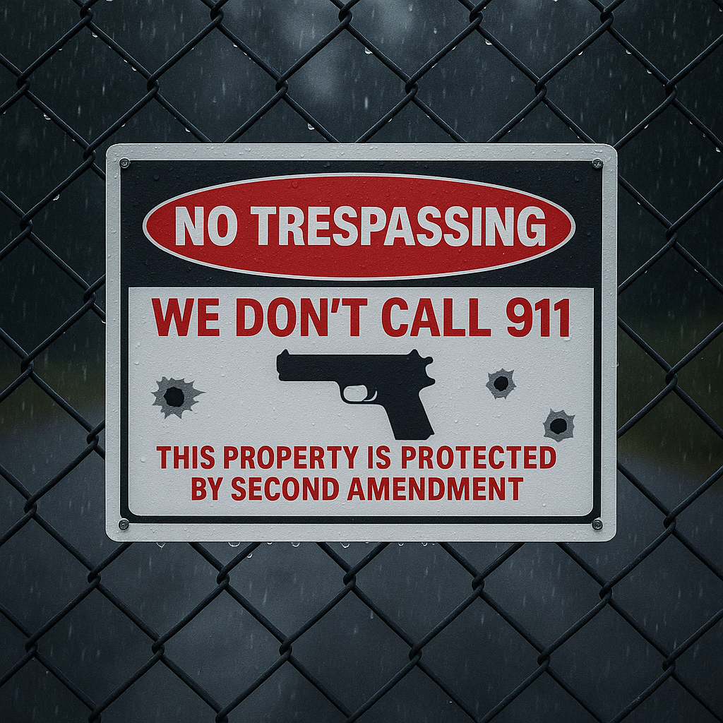 No Trespassing Sign – Property Protected by Second Amendment | 19x13 Security Warning Sign