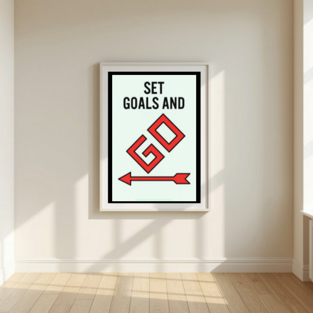 Set Goals and Go Motivational Monopoly Laminated or Framed Print – Success Mindset Wall Art for Entrepreneurs