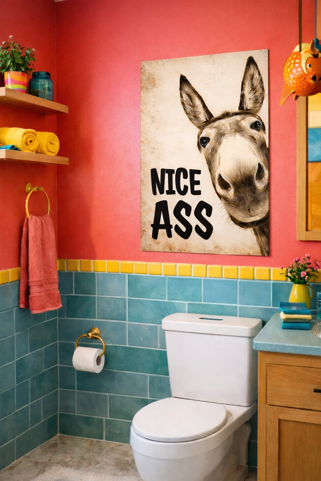 Funny Donkey Sign Nice Ass Humor Wall Art 13x19 Laminated Funny Animal Poster Rustic Home Decor