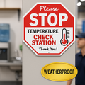 Please Stop Temperature Check Station Sign – Safety Screening Sign | Workplace or Business Entry Notice