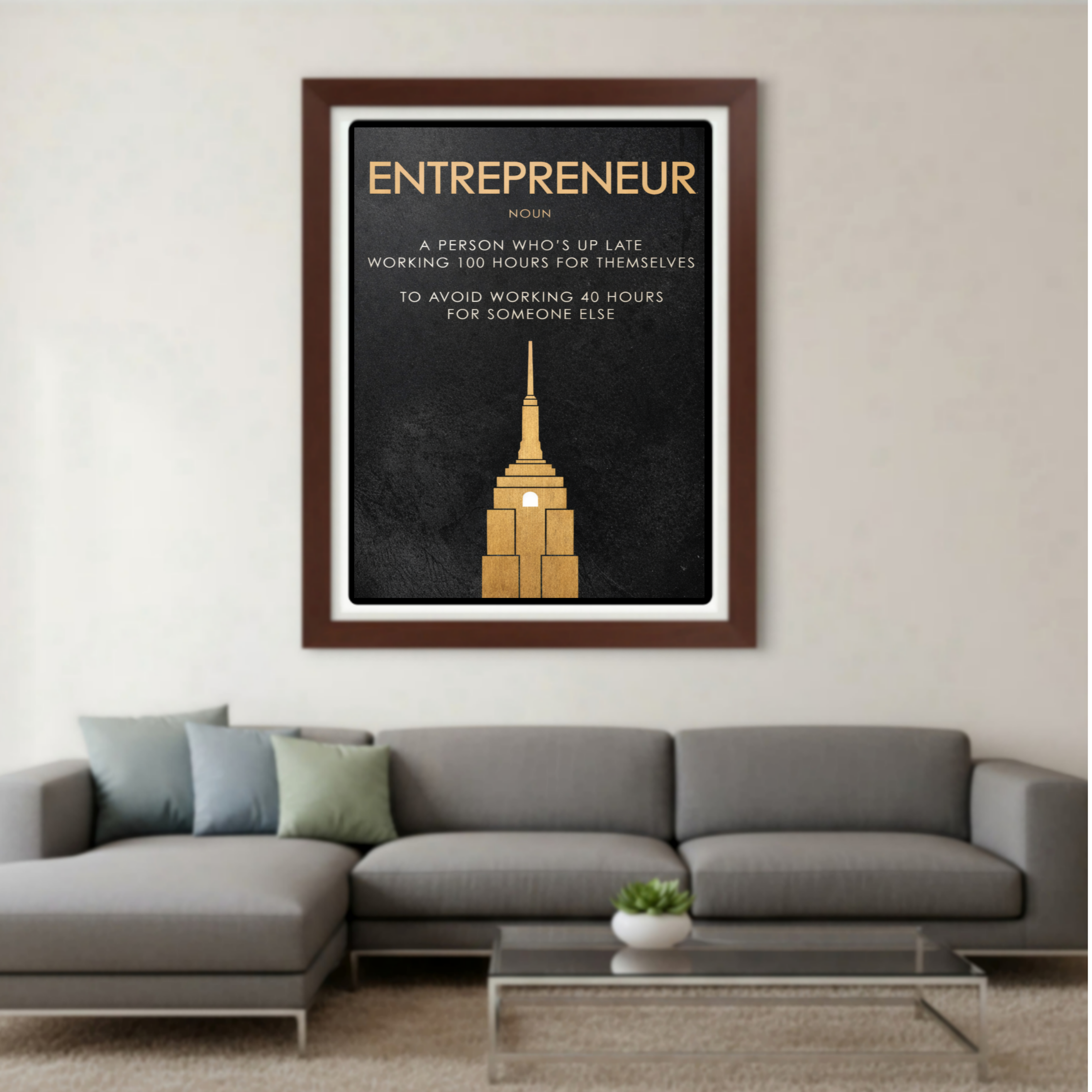 Entrepreneur Definition Wall Art – Motivational Business Laminated Print| Hustle Mindset Office Decor 13x19in