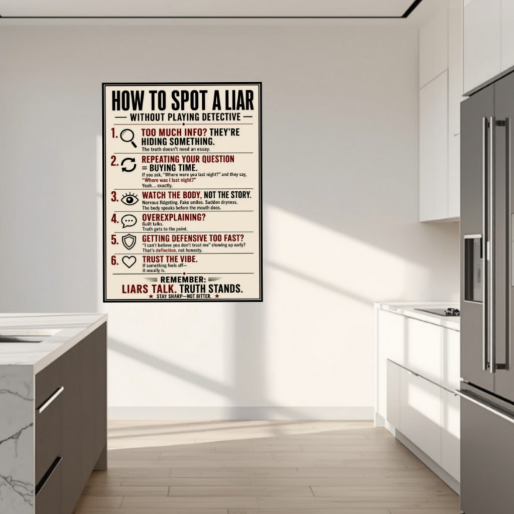 How To Spot A Liar Sign 13x19 Laminated Educational Poster Body Language Truth Detection Psychology Wall Art Mindset Sign