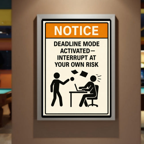 Deadline Mode Activated Funny Notice Sign 13x19 Laminated Print Office Humor Work Warning Sign Productivity Decor Gift