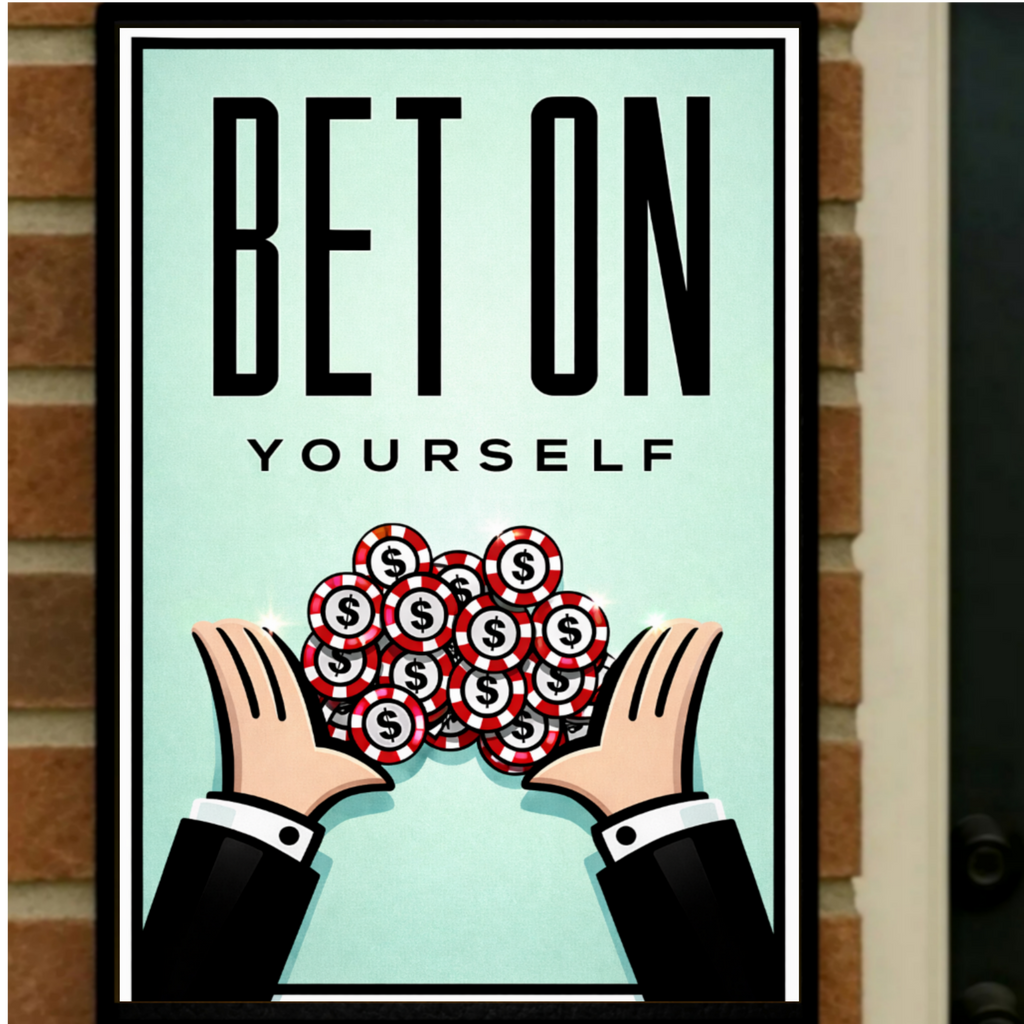 Bet On Yourself Motivational Wall Art Print – 13x19 Laminated Success Poster – Entrepreneur Hustle Decor