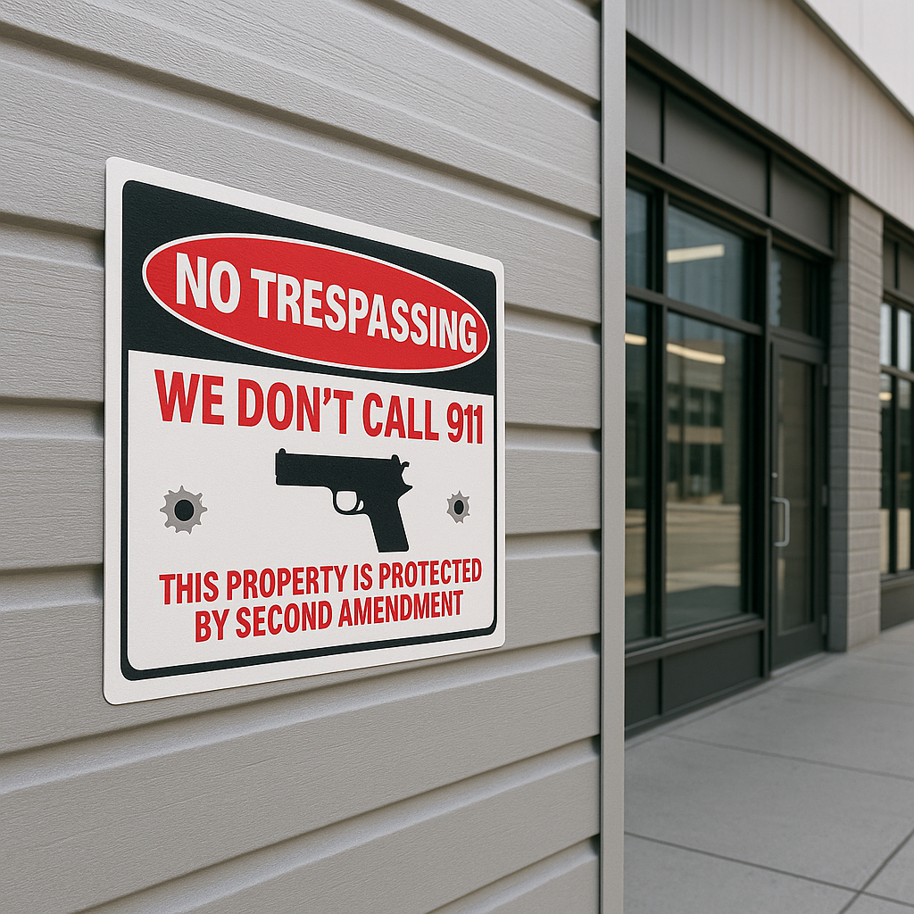 No Trespassing Sign – Property Protected by Second Amendment | 19x13 Security Warning Sign
