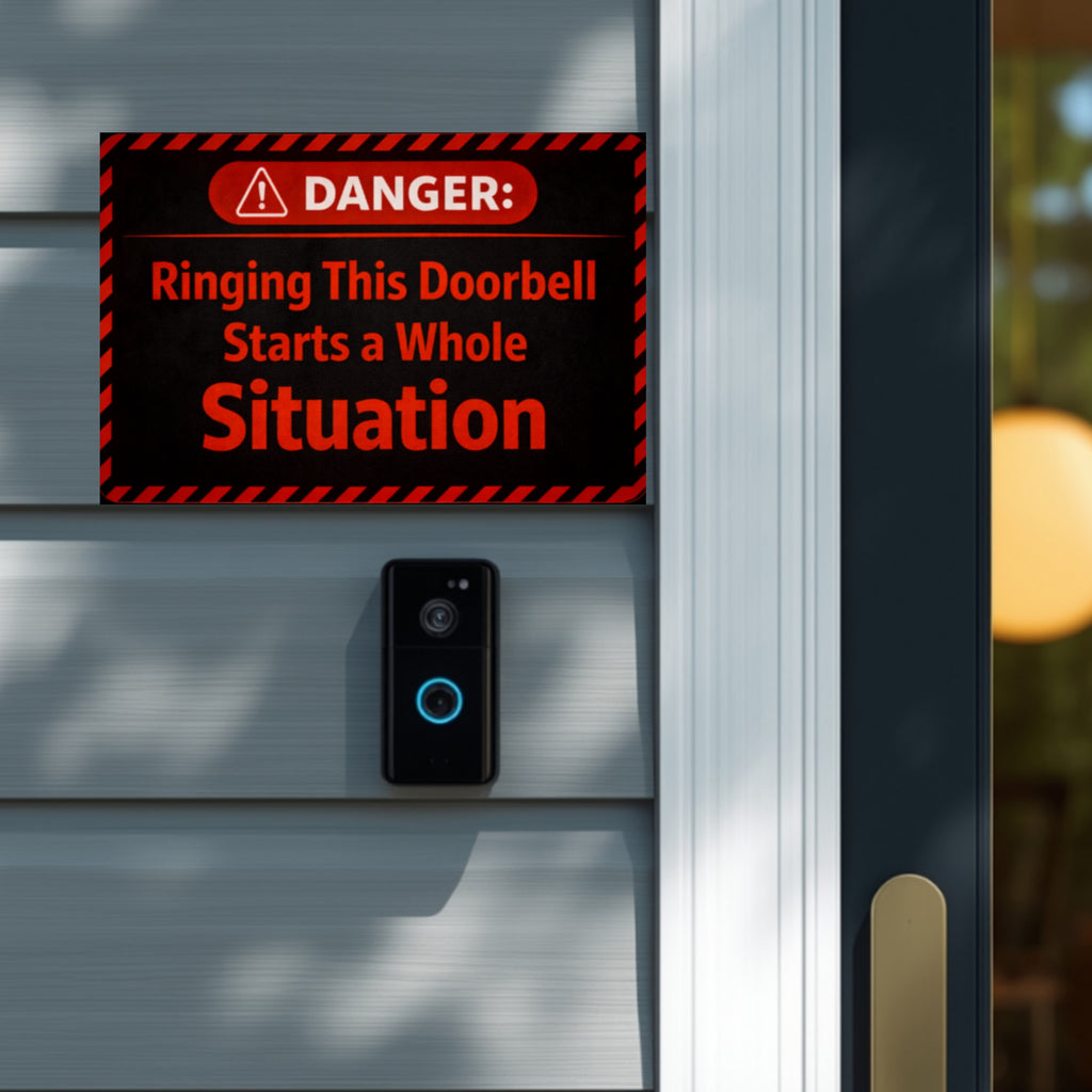 Danger Ringing This Doorbell Starts A Whole Situation Funny Warning Door Sign Bold Home Decor 5x9in