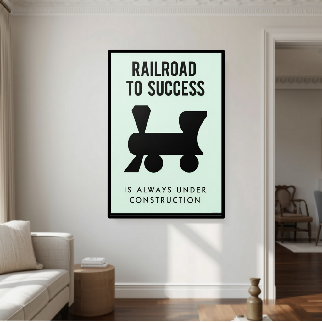 Railroad to Success Wall Art – Entrepreneur Motivation 13x19in Laminated or Framed| Business Mindset Decor