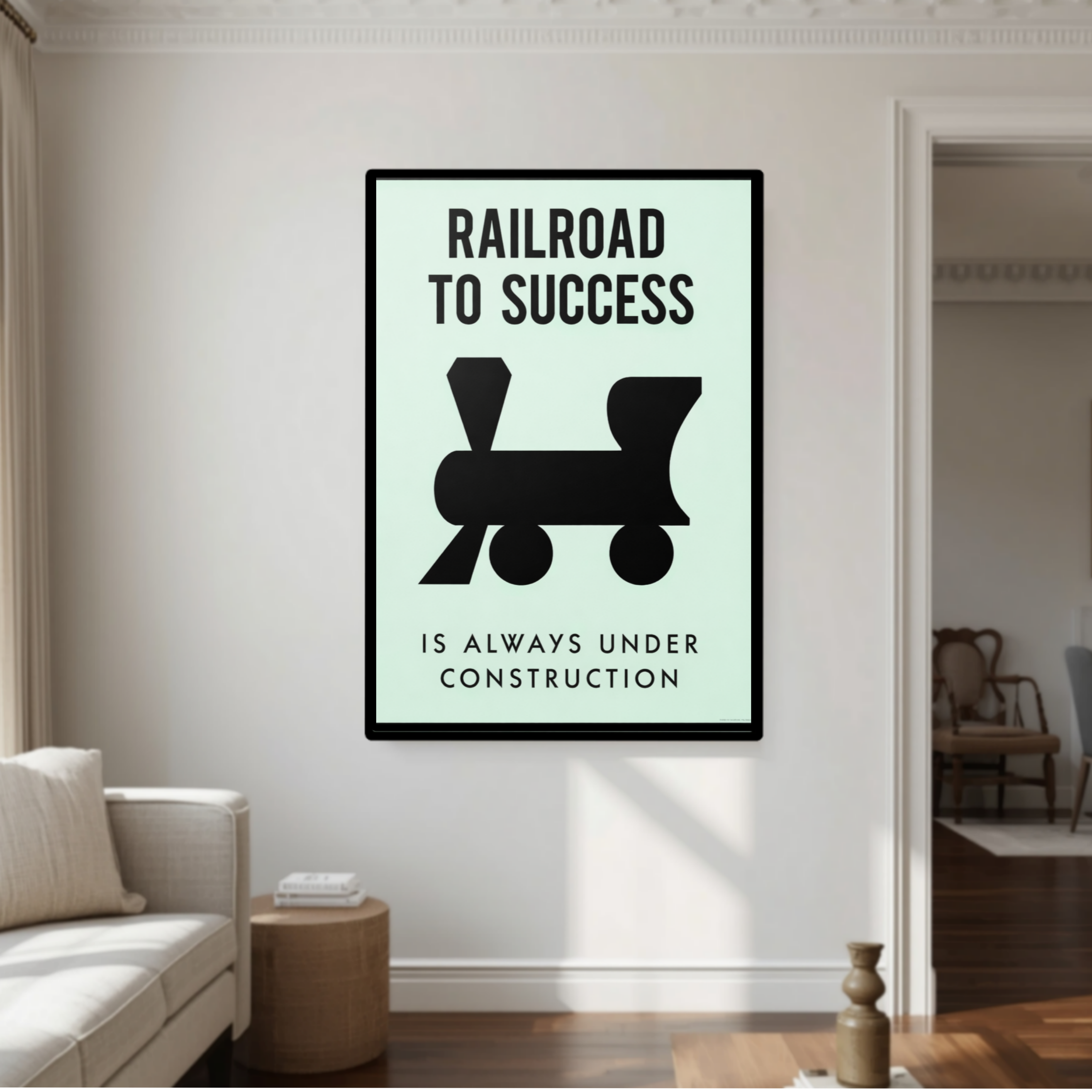 Railroad to Success Wall Art – Entrepreneur Motivation 13x19in Laminated or Framed| Business Mindset Decor