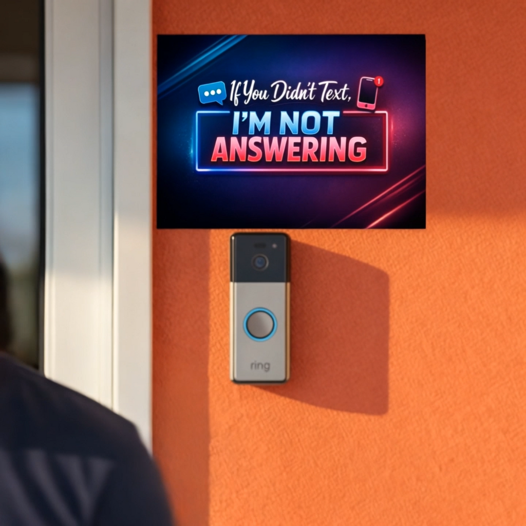 No Text, No Answer” Door Sign – Modern Funny Entryway Decor | Do Not Disturb Home Sign