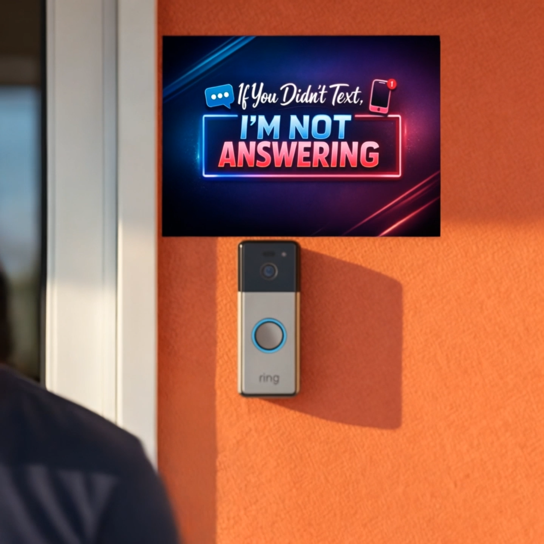 No Text, No Answer” Door Sign – Modern Funny Entryway Decor | Do Not Disturb Home Sign