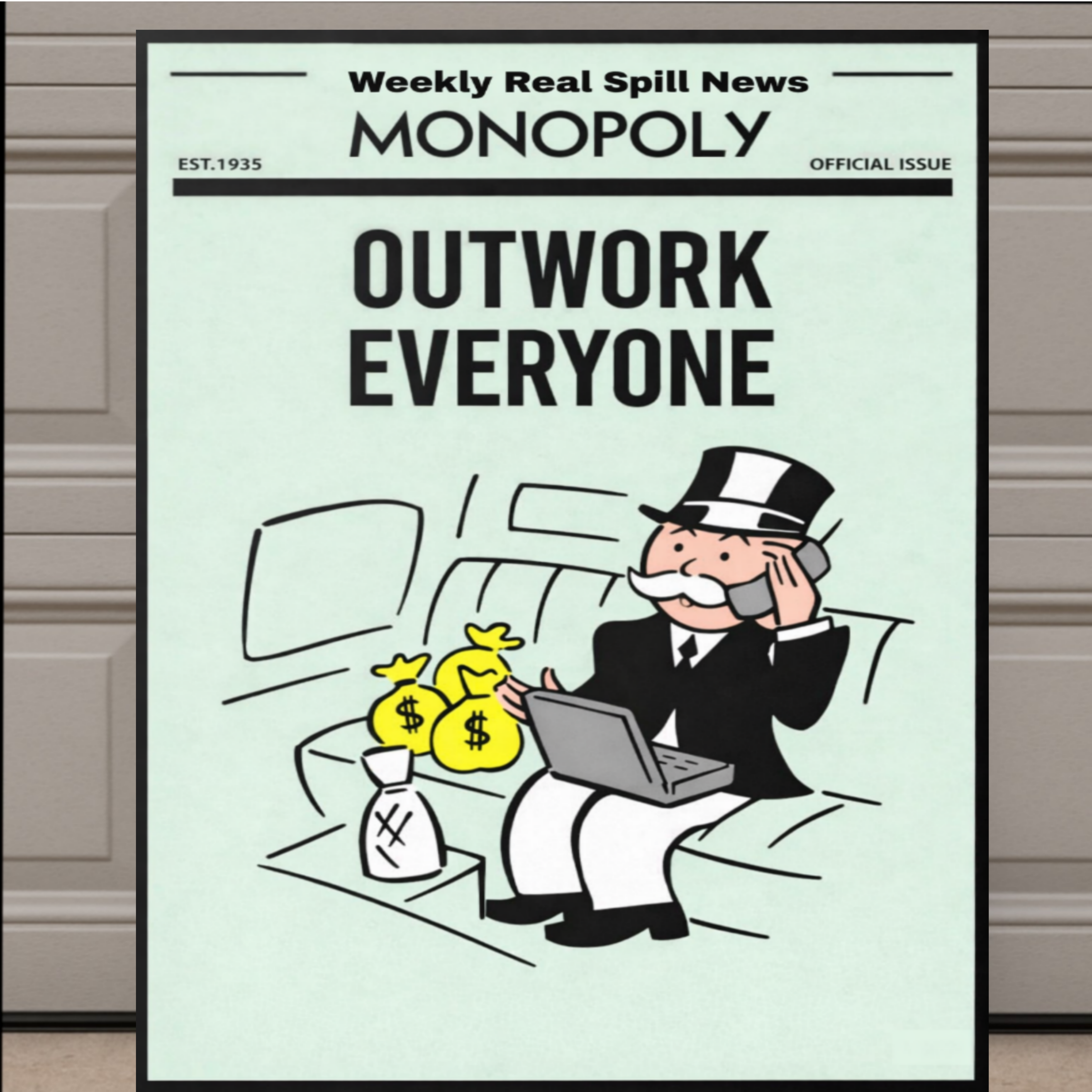 Outwork Everyone Monopoly Style Motivational Poster – 13x19 Laminated Hustle Wall Art