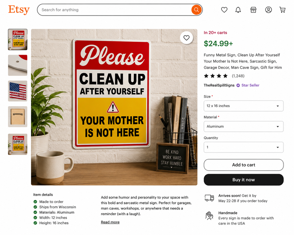 Funny Bathroom Sign Laminated 13x19 | Please Clean Up After Yourself Sign | Restroom Wall Decor | Funny House Rules Sign
