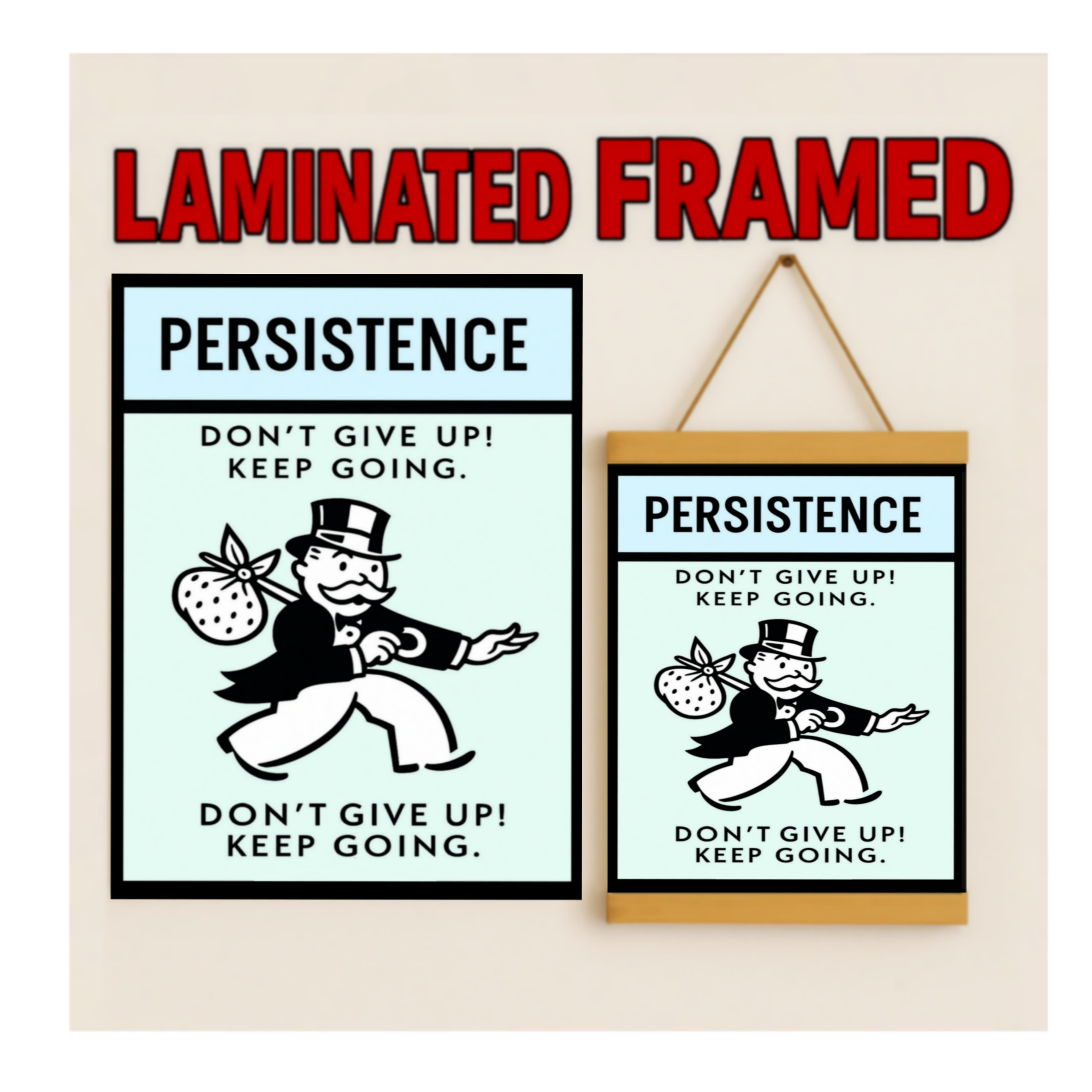 Persistence Motivational Poster – Don’t Give Up Keep Going | Success Mindset Wall Art 13x19in