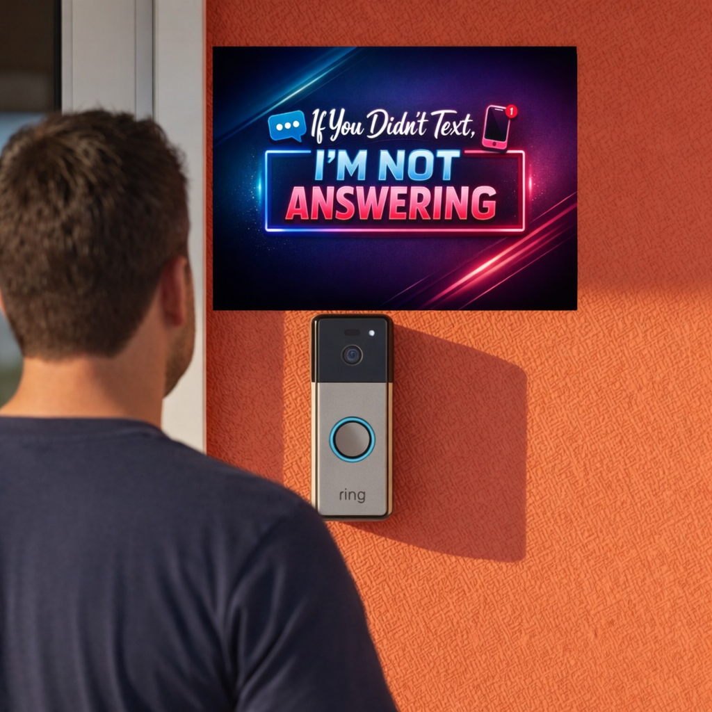 No Text, No Answer” Door Sign – Modern Funny Entryway Decor | Do Not Disturb Home Sign