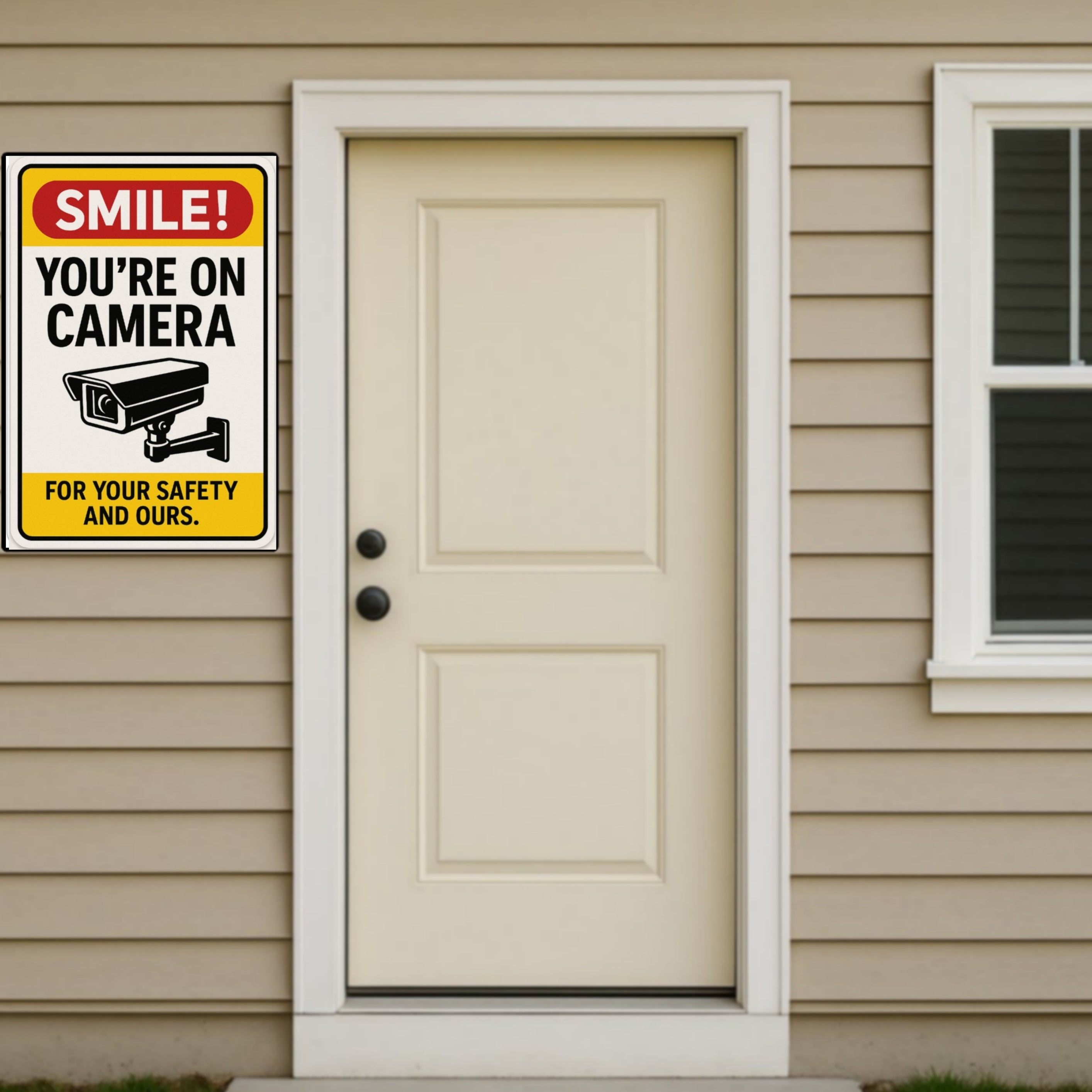 Smile You’re On Camera Security Sign – Home Surveillance Warning Sign | Security Camera Notice