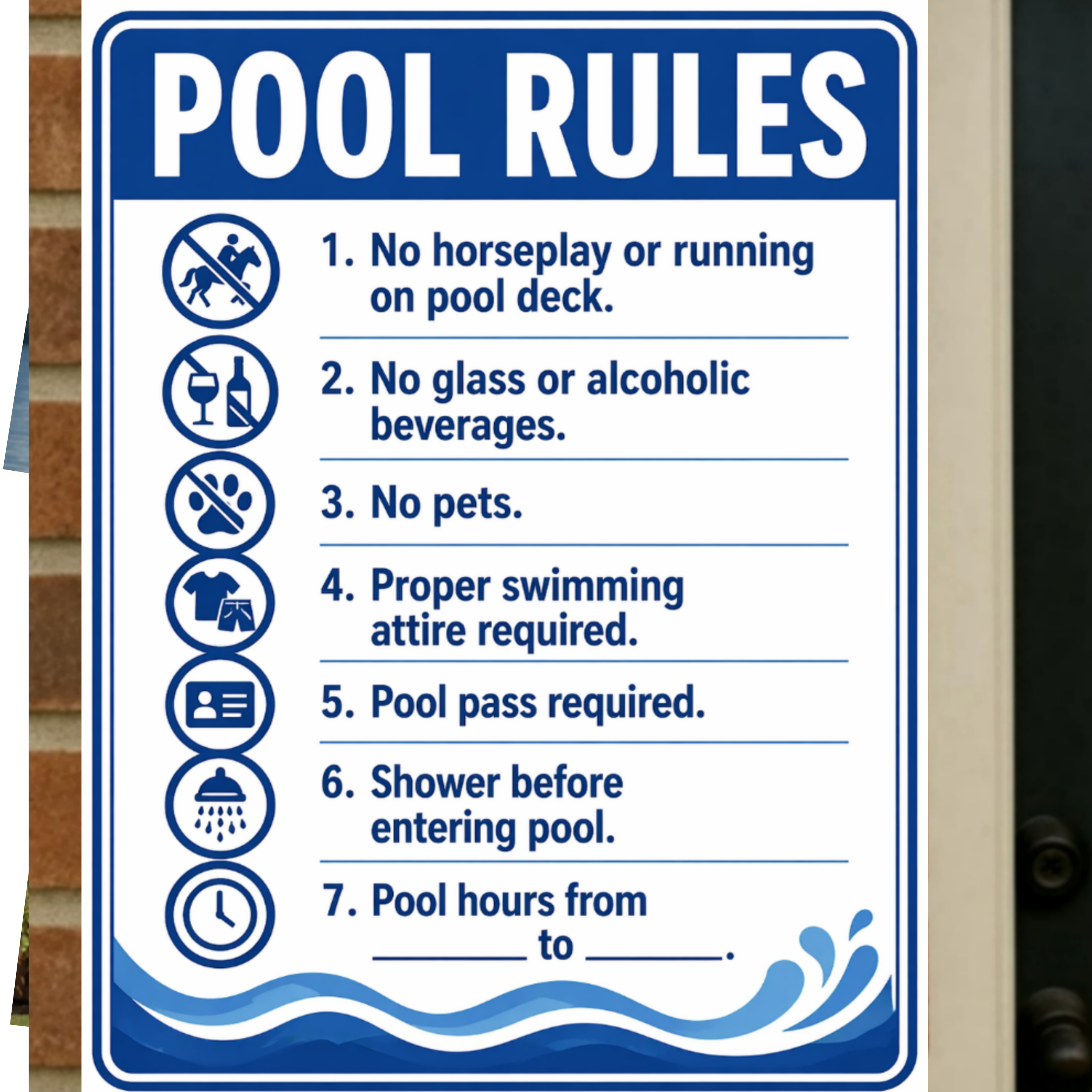 Pool Rules Sign | 13x19 Laminated Custom Pool Safety Sign | Backyard Pool Decor for Airbnb, HOA & Home