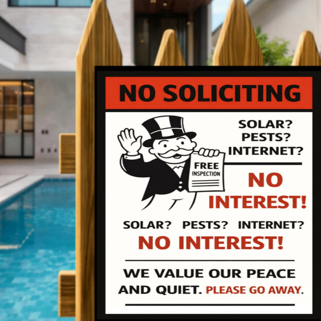 No Soliciting Sign No Interest We Value Our Peace And Quiet 13x19 Laminated Door Sign Funny No Salesmen Sign Home Decor
