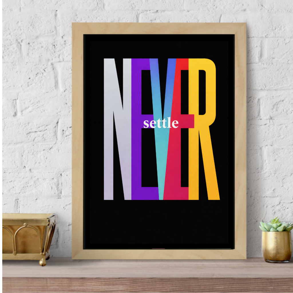 Never Settle Stay Focused Don’t Quit Wall Art Set Colorful Motivational Typography Prints 13x19 Laminated