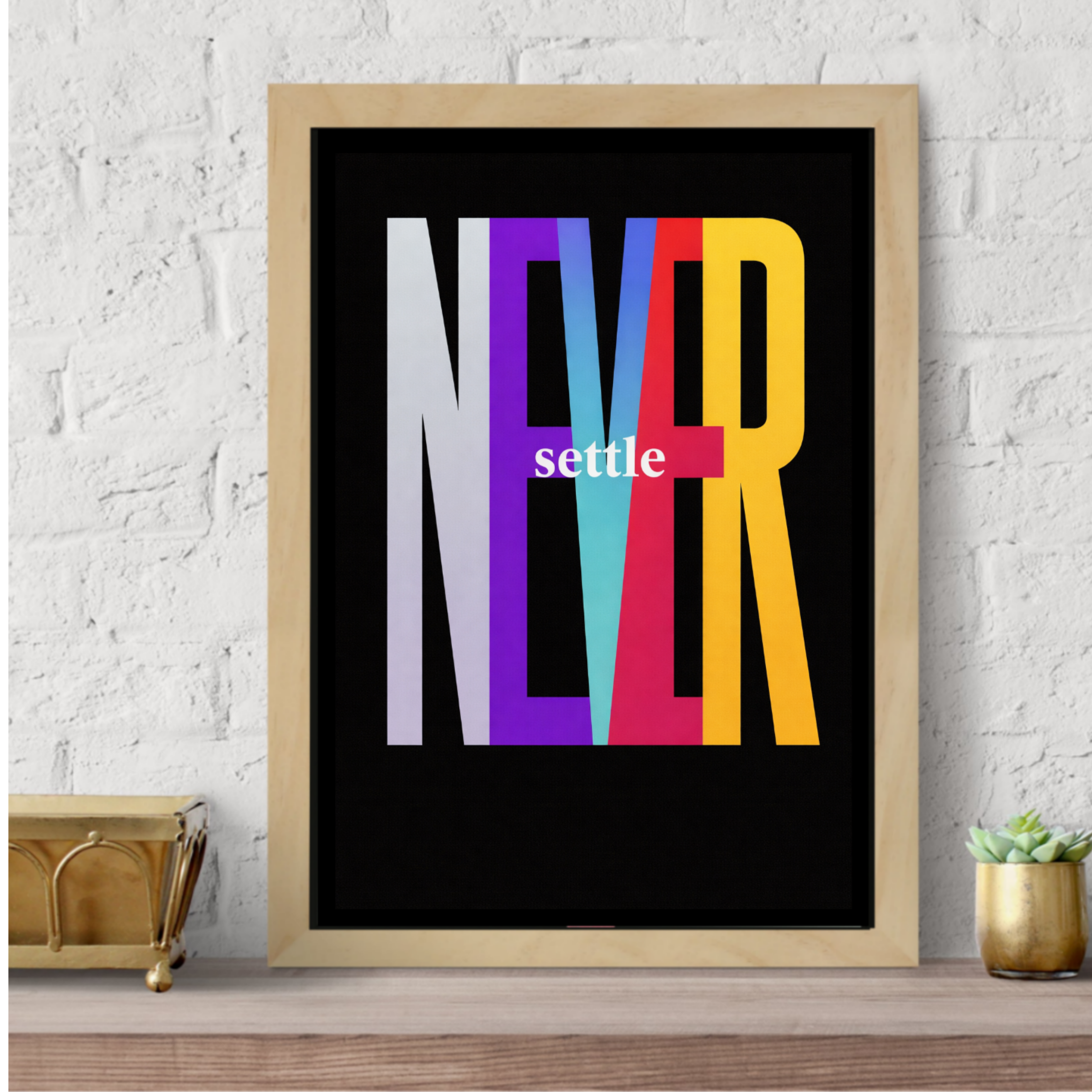 Never Settle Stay Focused Don’t Quit Wall Art Set Colorful Motivational Typography Prints 13x19 Laminated