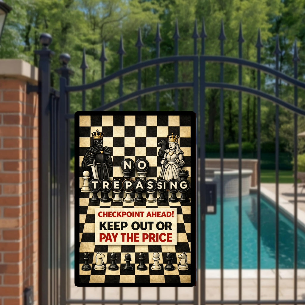 No Trespassing Chess Sign Keep Out Or Pay The Price 13x19 Laminated Warning Sign Unique Strategy Design Home Security Decor