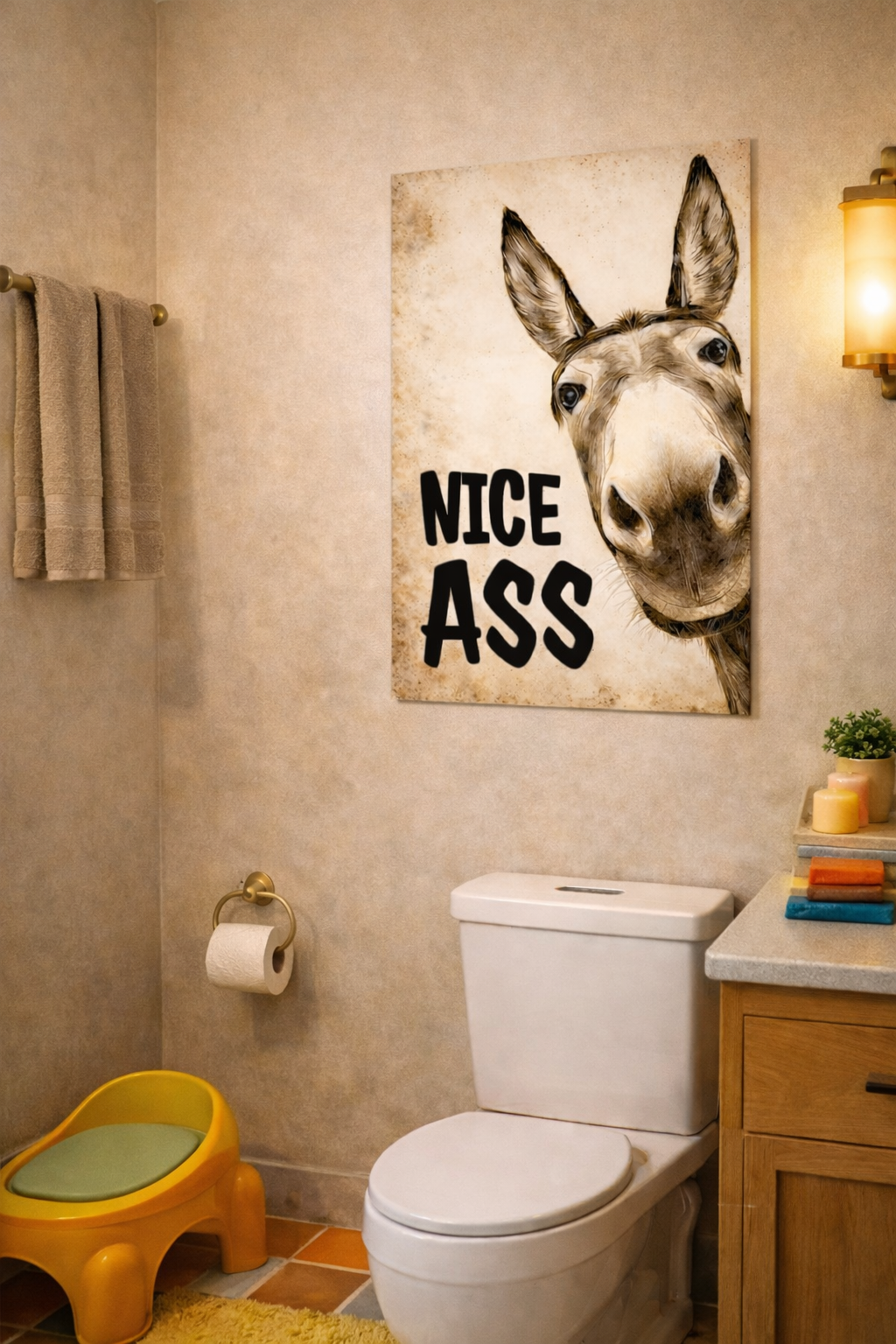 Funny Donkey Sign Nice Ass Humor Wall Art 13x19 Laminated Funny Animal Poster Rustic Home Decor