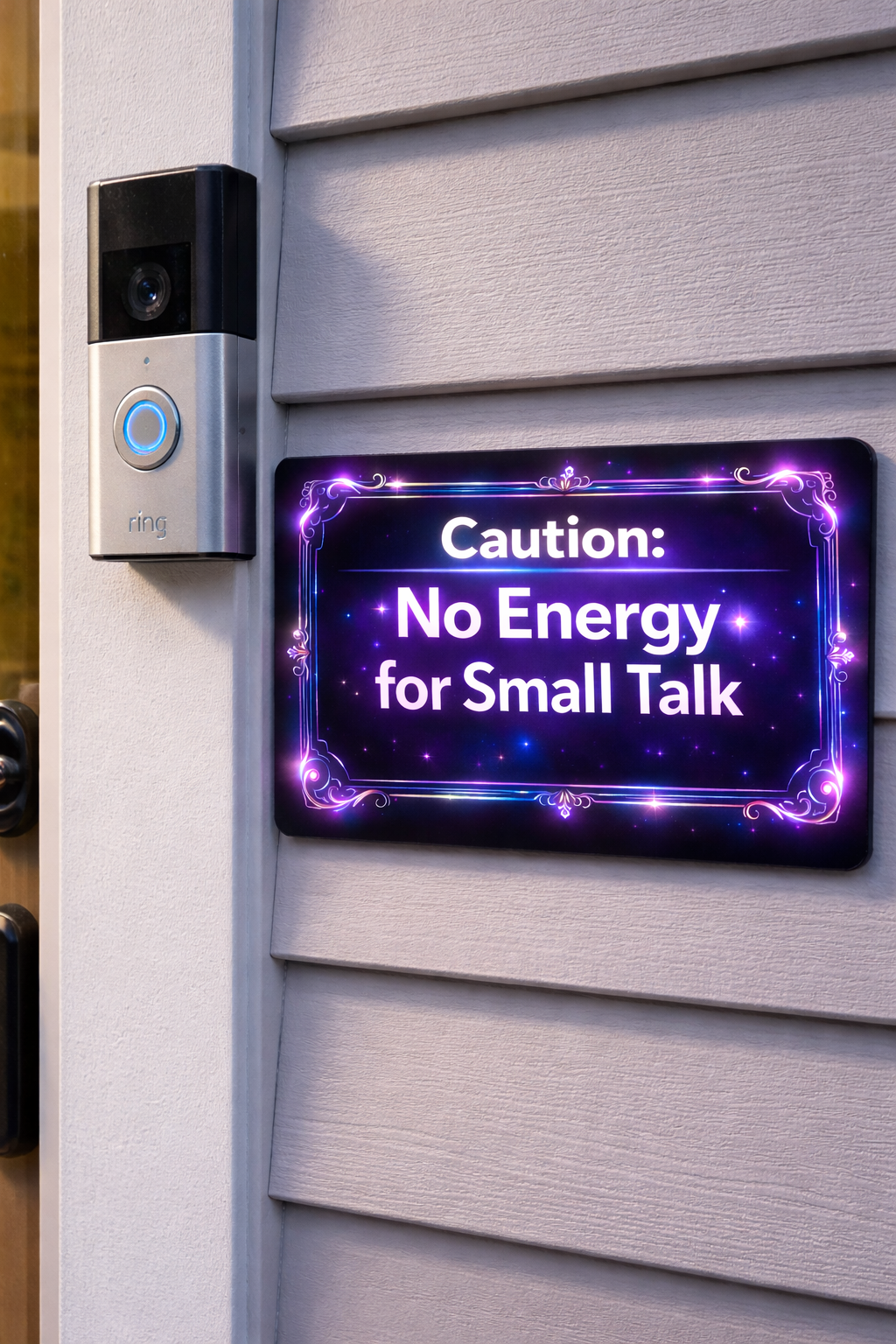 Caution No Energy For Small Talk Sign Funny Introvert Door Sign Modern Home Decor Statement Piece 5x9in