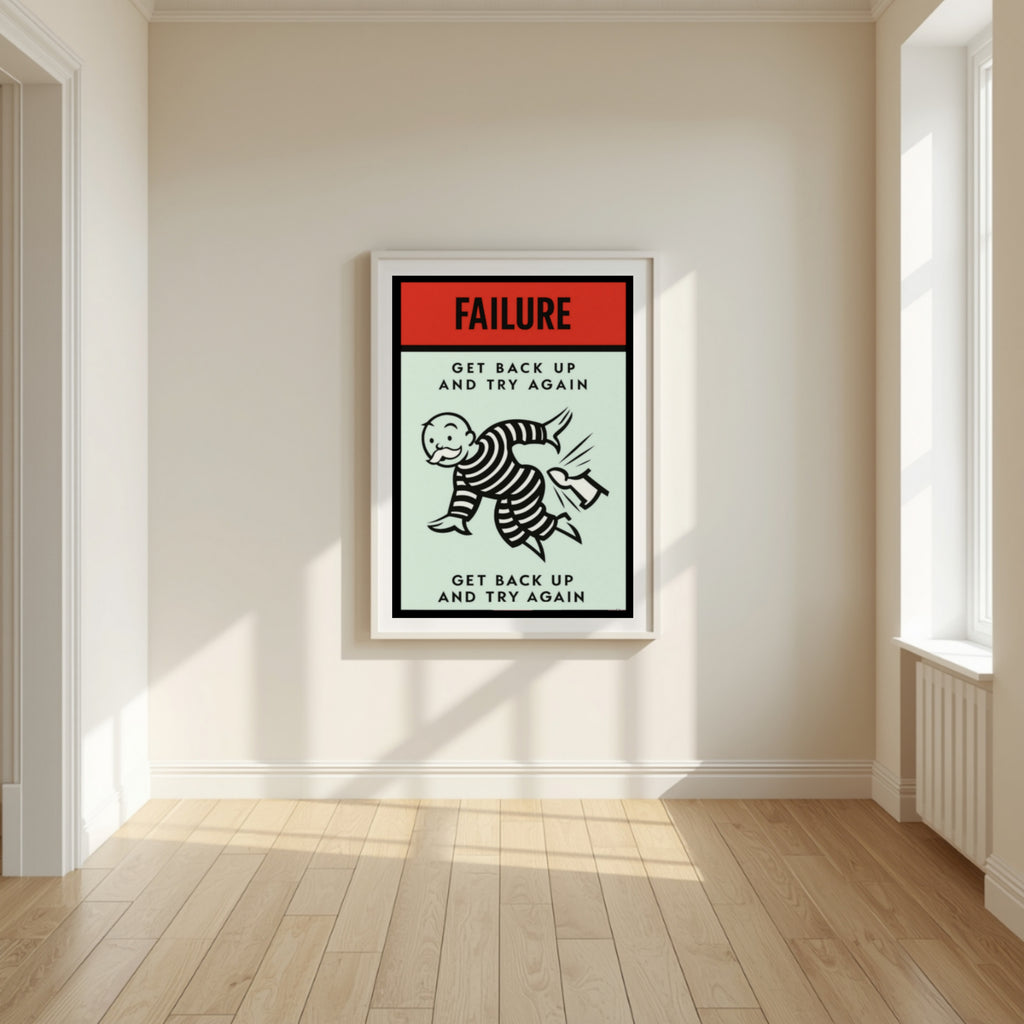 Failure Motivational Poster – Get Back Up and Try Again | Growth Mindset Wall Art 13x19in