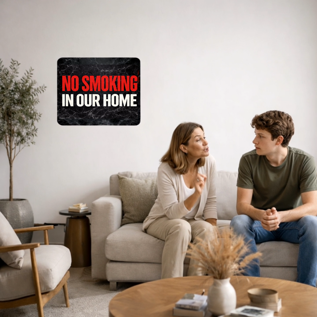 No Smoking In Our Home Sign – Family Home No Smoking Wall Decor, House Rules Sign, Laminated Door Sign 6x9in 19x13in