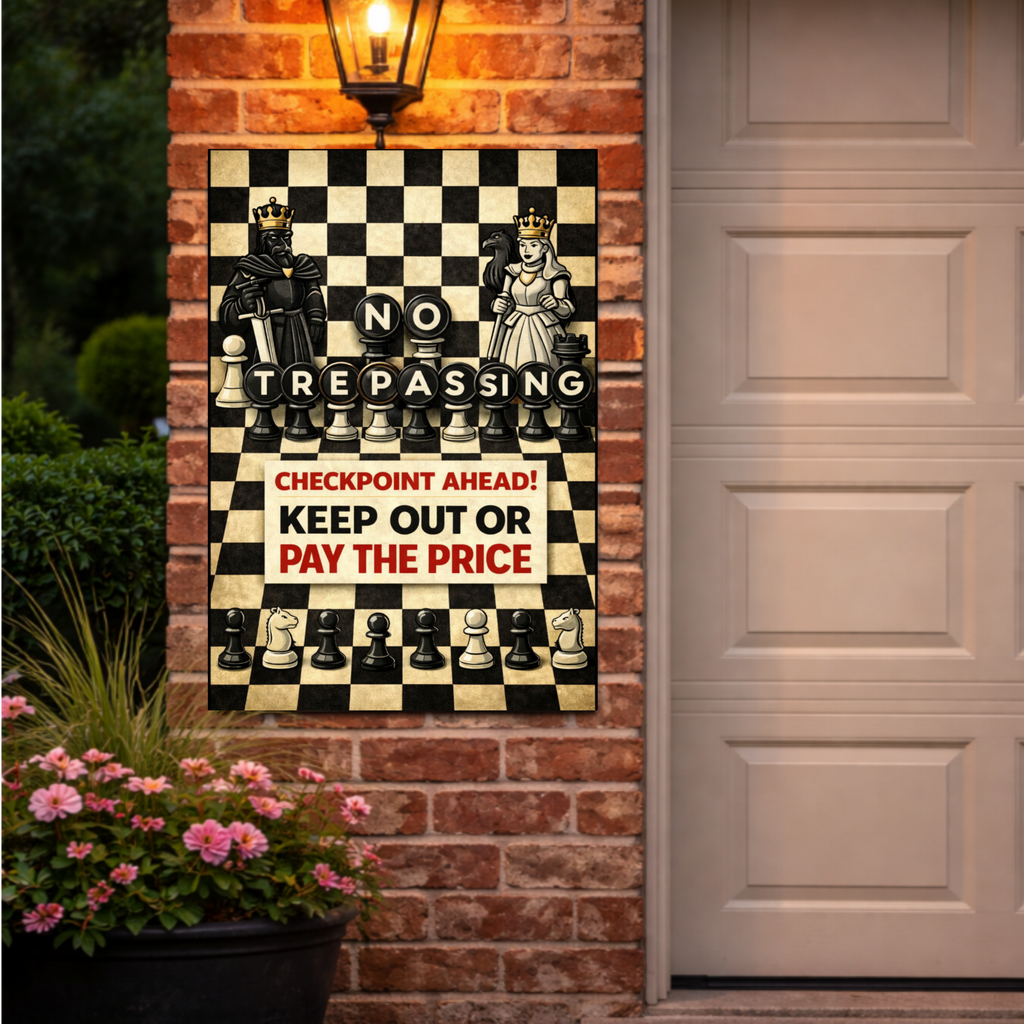No Trespassing Chess Sign Keep Out Or Pay The Price 13x19 Laminated Warning Sign Unique Strategy Design Home Security Decor
