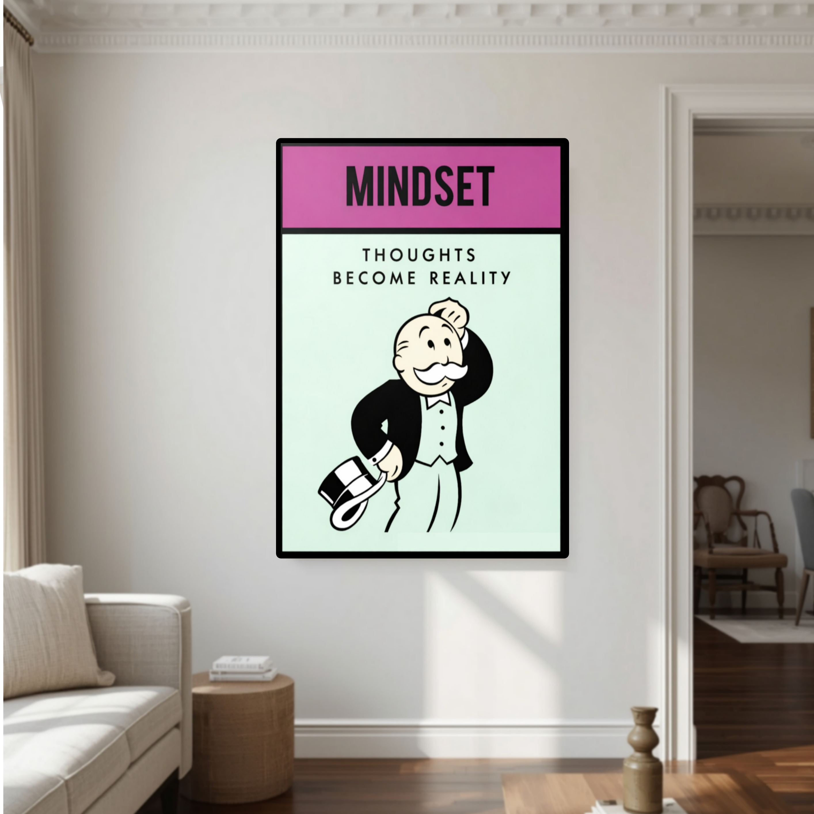 Mindset Wall Art Thoughts Become Reality Motivational Poster 13x19 Laminated Success Mindset Decor Inspirational Office Wall Art