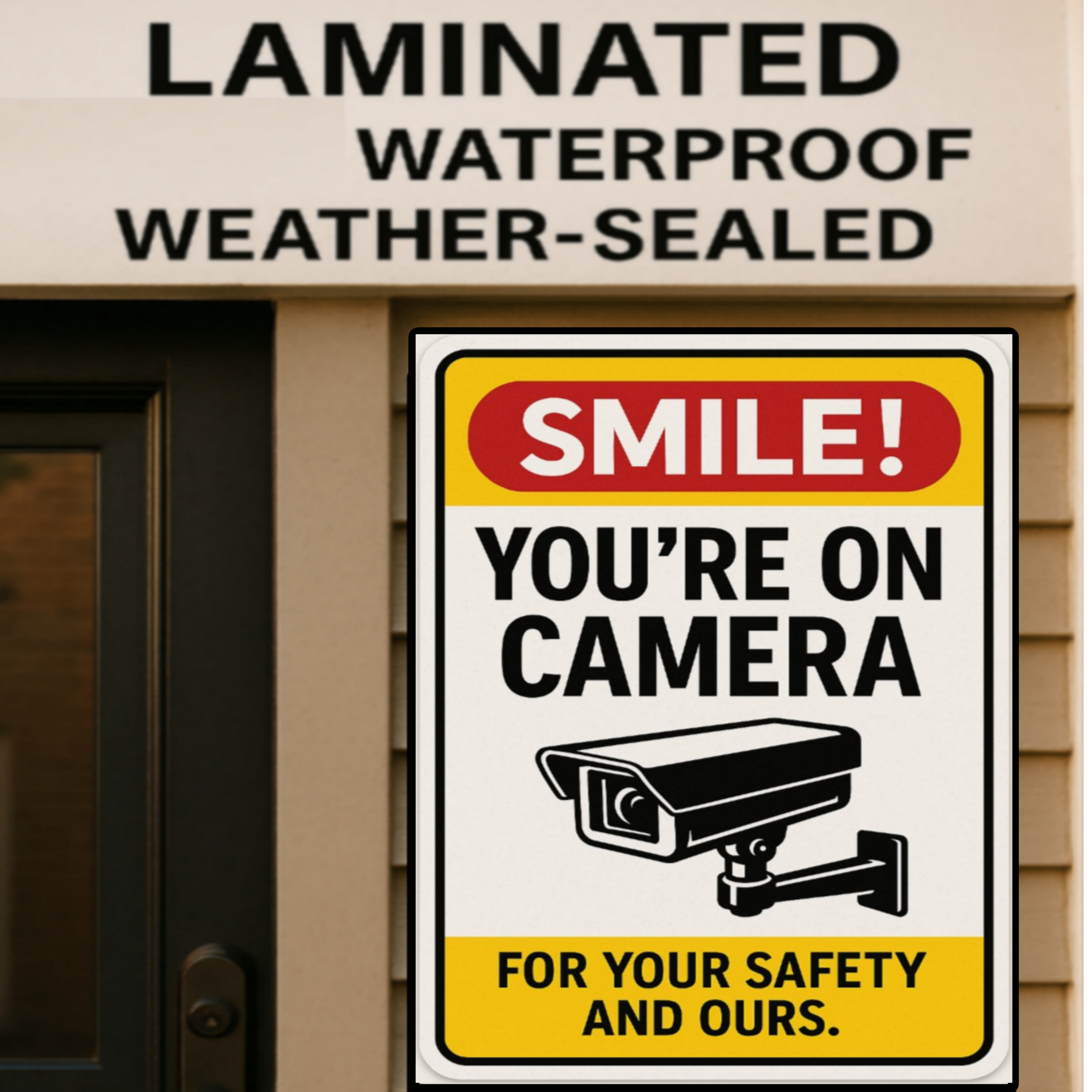 Smile You’re On Camera Security Sign – Home Surveillance Warning Sign | Security Camera Notice