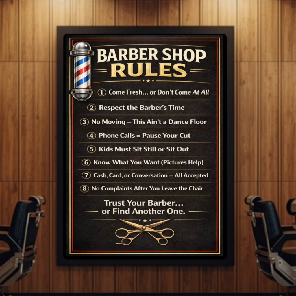 Barber Shop Rules Sign 13x19 Laminated Barber Decor Professional Barber Poster Shop Wall Art