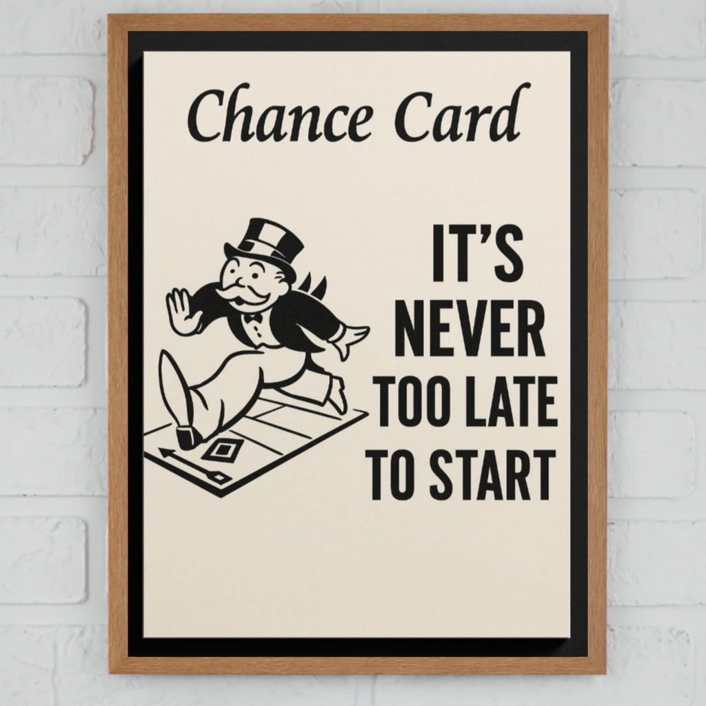 It's Never Too Late to Start Motivational Poster – Inspirational Wall Art | 13x19 Laminated Print
