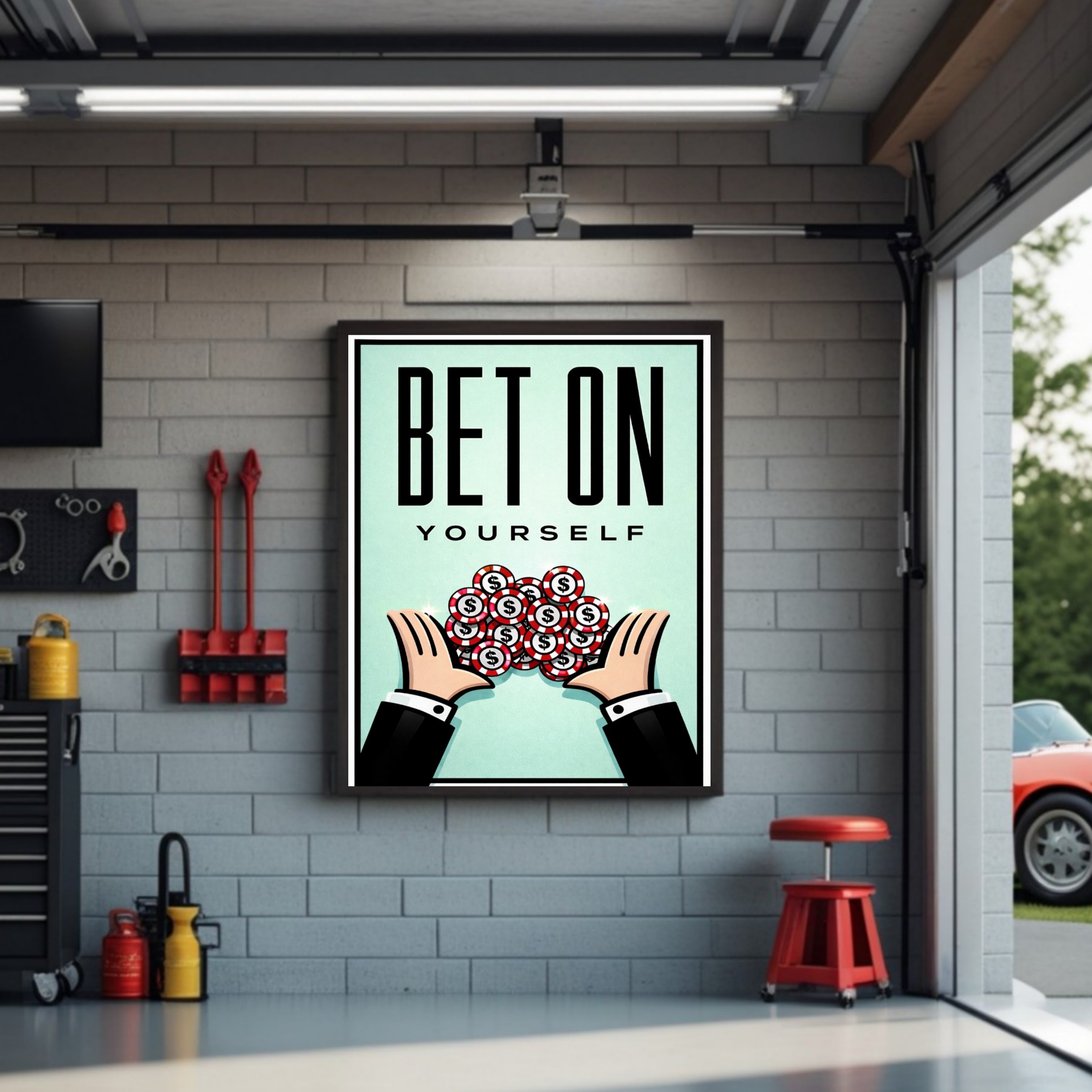 Bet On Yourself Motivational Wall Art Print – 13x19 Laminated Success Poster – Entrepreneur Hustle Decor