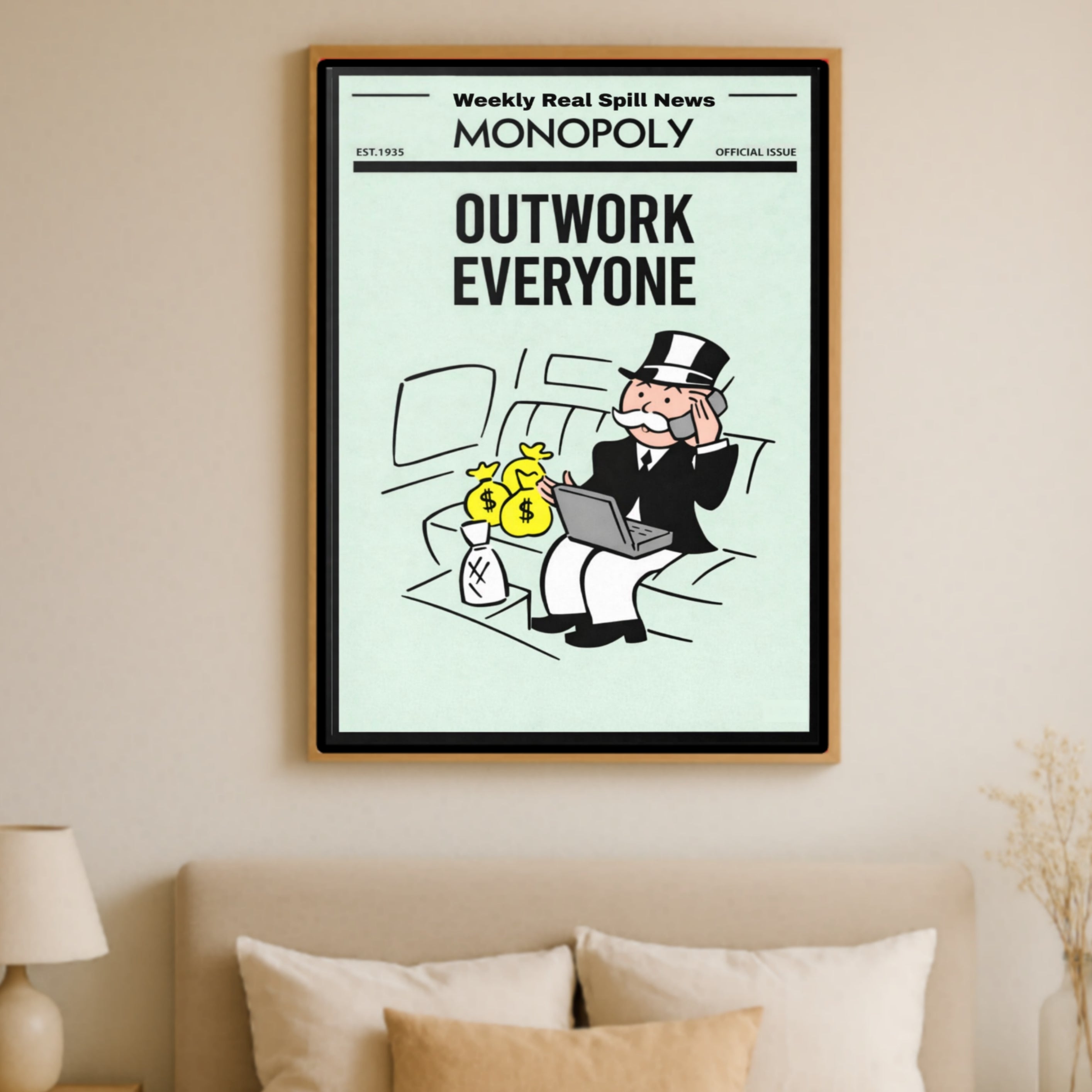 Outwork Everyone Monopoly Style Motivational Poster – 13x19 Laminated Hustle Wall Art