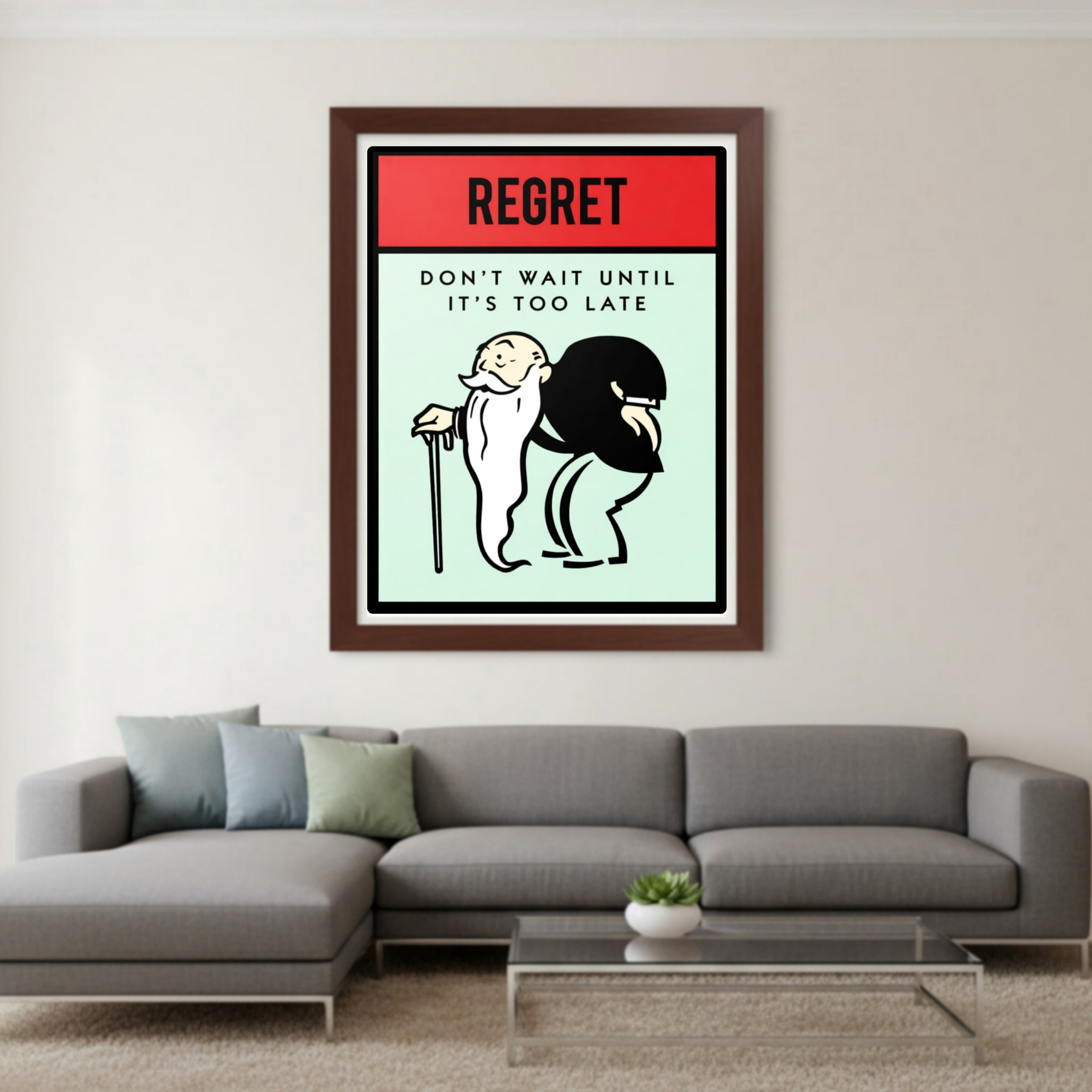 Regret Don’t Wait Until It’s Too Late Wall Art – Life Motivation 13x19in Laminated or Framed | Inspirational Success Decor