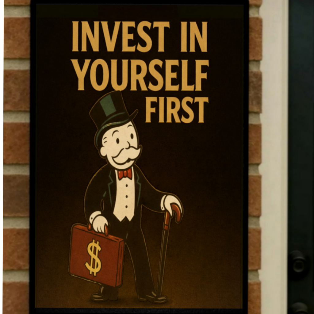 Invest In Yourself First Wall Sign – Entrepreneur Motivation Decor | Money Mindset Office Wall Art 13x19in